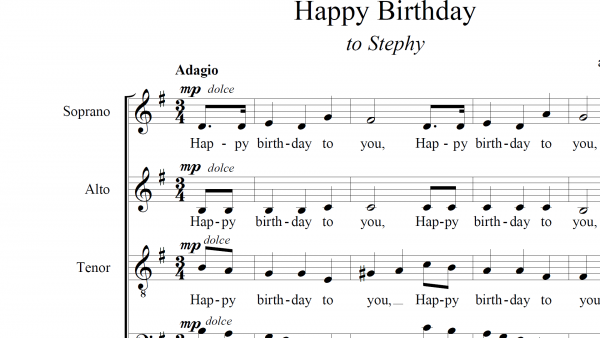 Happy Birthday (arr.) - for SATB a cappella