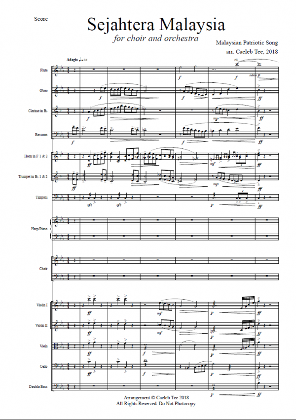 Sejahtera Malaysia (arr.) - for choir and orchestra